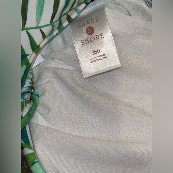 NWT Shade & Shore Green Multi Tropical Leaf Print Bikini Top Size 36D - Picture 4 of 6